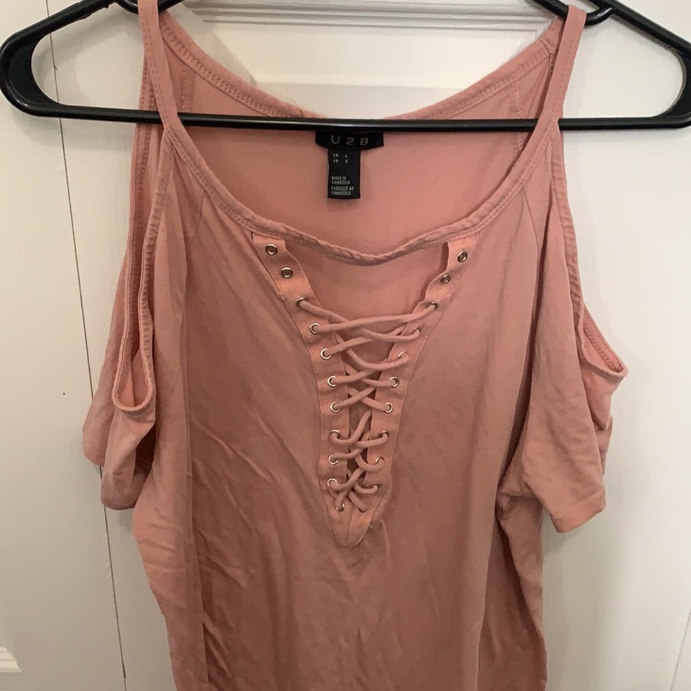 Cold  shoulder laced up front top